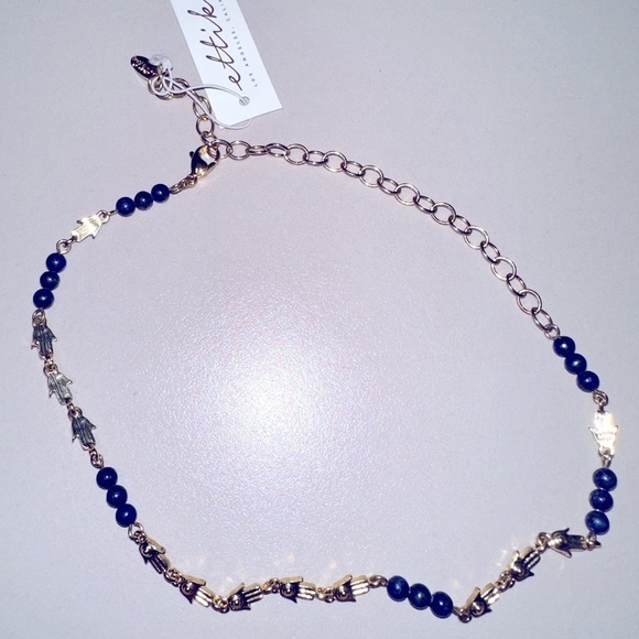 Ettika Hamsa hand and navy blue bead choker - Picture 1 of 3